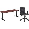 Global Equipment Interion    Height Adjustable Table with Chair Bundle - 60"W x 30"D, Mahogany W/ Black Base 695780MH-B